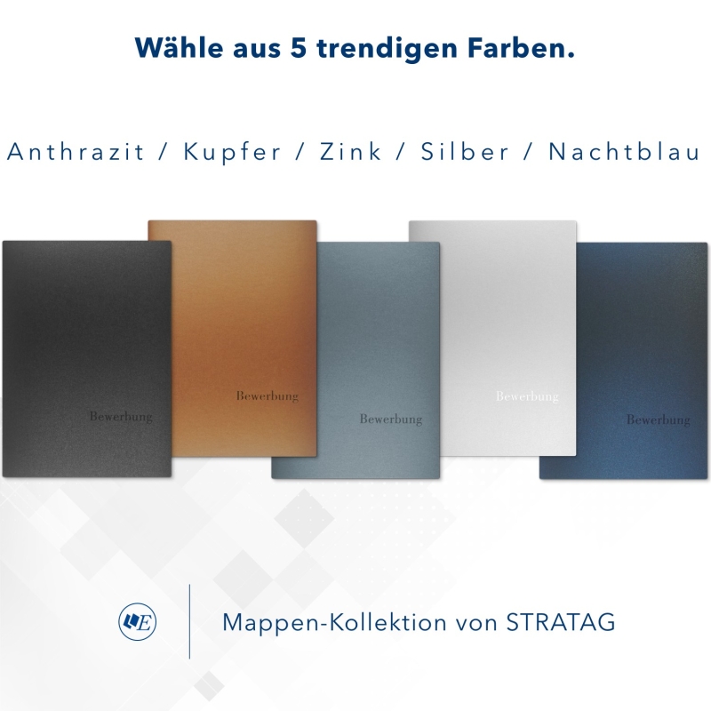 5 Stück 4-teilige Werbemappen Esclusiva® Exzellent-plus Metallic-Effekt