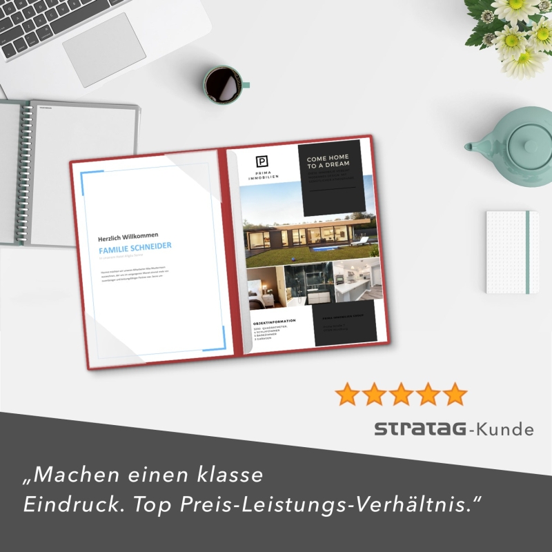 8 Stück Hotelmappen BL-exclusivdruck® BL-plus Naturkarton