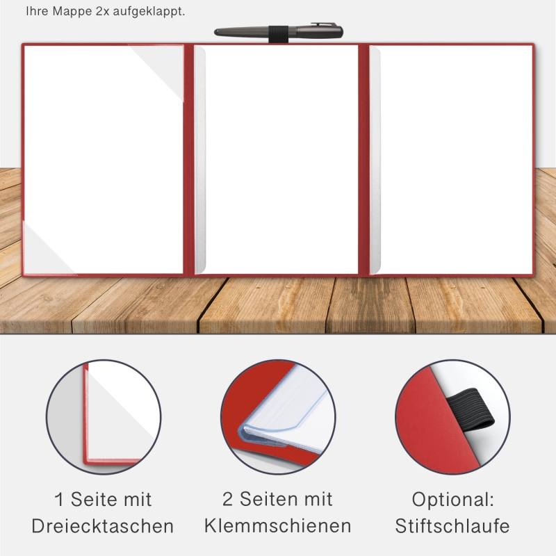5 Stück 3-teilige Werbemappen BL-exclusivdruck® OPTIMA-plus Naturkarton