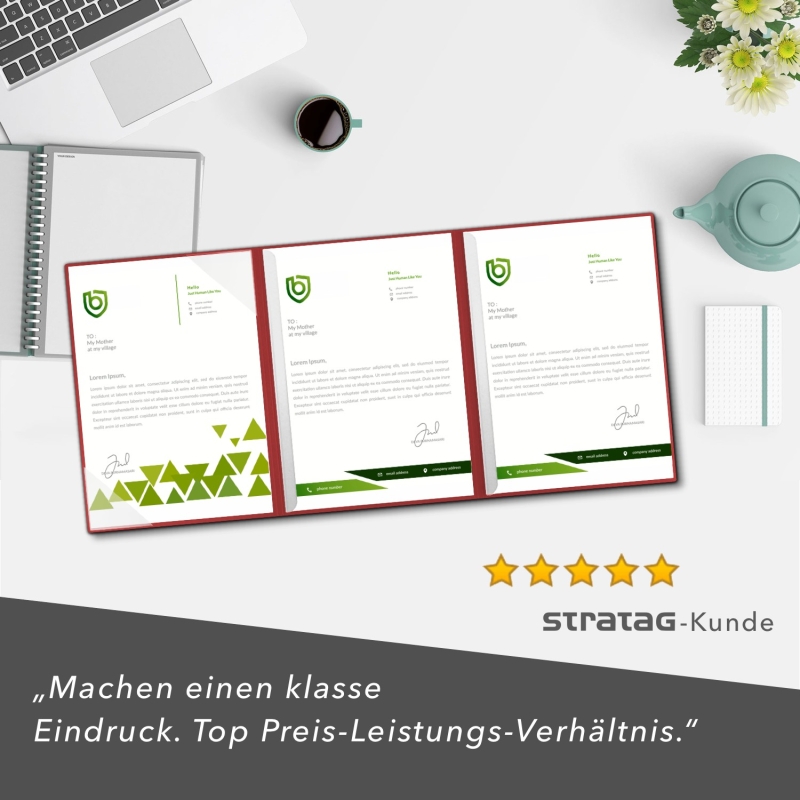 5 Stück 3-teilige Werbemappen BL-exclusivdruck® OPTIMA-plus Naturkarton