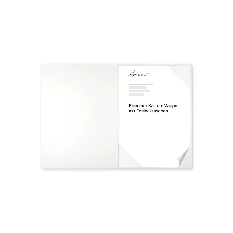 Premium Karton-Mappe 1-teilig in pearl white mit Dreiecktaschen