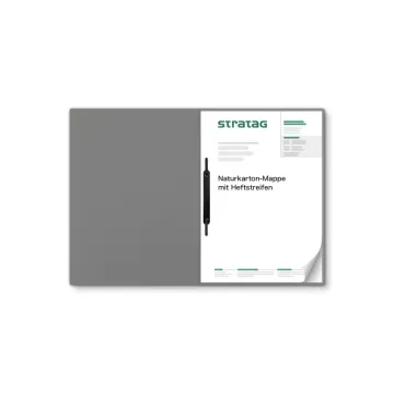 Naturkarton-Mappe 1-teilig in Steingrau mit 1 Heftstreifen